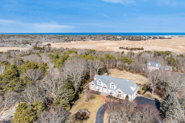 bird's eye view featuring a water view