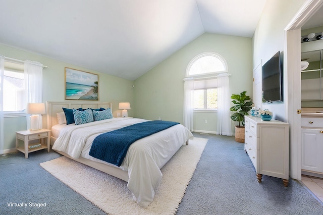 115 Pine Hill Blvd, Mashpee, MA 02649 - bedroom featuring lofted ceiling, light colored carpet, and baseboards