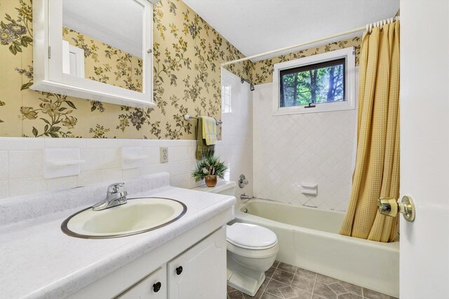 33 Swift Brook Rd, South Yarmouth, MA 02664 - full bathroom with vanity, toilet, shower / bath combo, and tile patterned flooring