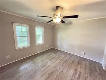 37 Washington Park, Carver, MA 02330 - spare room with crown molding, wood finished floors, and a ceiling fan