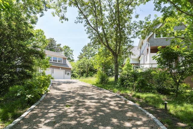 exterior space with a garage