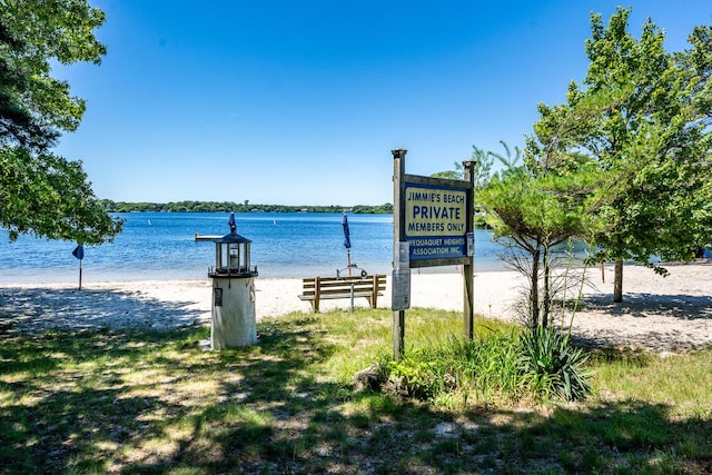 view of water feature with a view of the beach