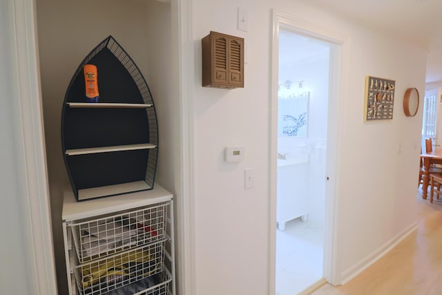25 Skerry Rd, South Dennis, MA 02660 - hallway featuring baseboards and wood finished floors