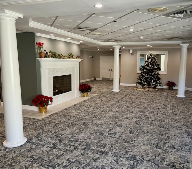 basement featuring ornamental molding