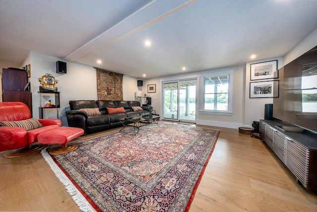 585 Santuit Rd, Cotuit, MA 02635 - living area with light wood-style floors and recessed lighting