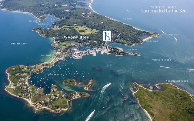 533 Woods Hole Rd Unit E301, Woods Hole, MA 02543 - aerial view of property's location featuring a nearby body of water