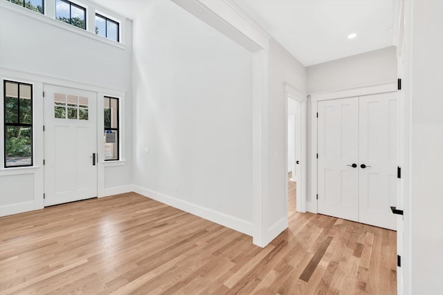 entrance foyer featuring light hardwood / wood-style flooring and a wealth of natural light