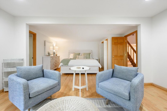 bedroom featuring light hardwood / wood-style floors