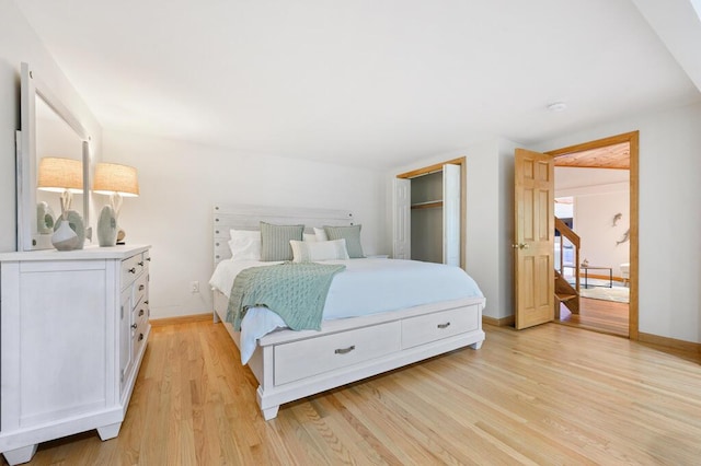 bedroom with light wood-type flooring