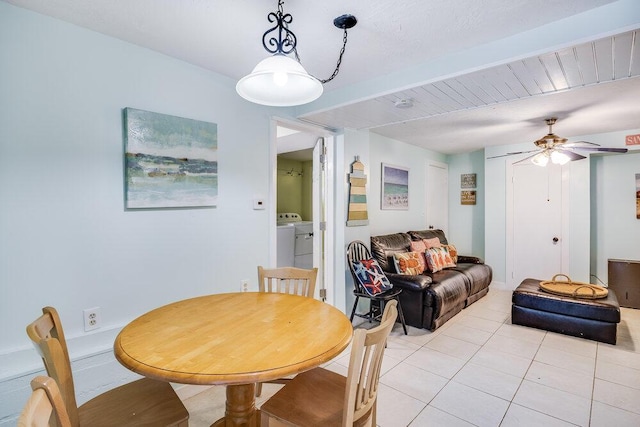 281 Gosnold St, Hyannis, MA 02601 - dining space featuring light tile patterned flooring and a ceiling fan