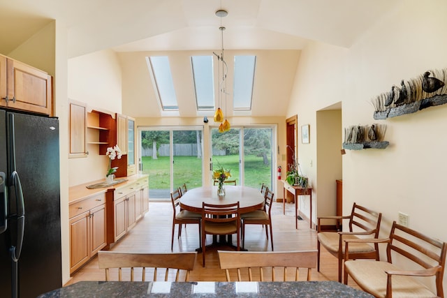 174 Middle Rd, Chilmark, MA 02535 - dining space with light wood finished floors and high vaulted ceiling