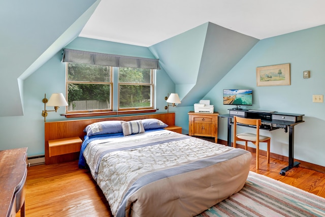174 Middle Rd, Chilmark, MA 02535 - bedroom featuring light wood-type flooring, baseboard heating, and lofted ceiling
