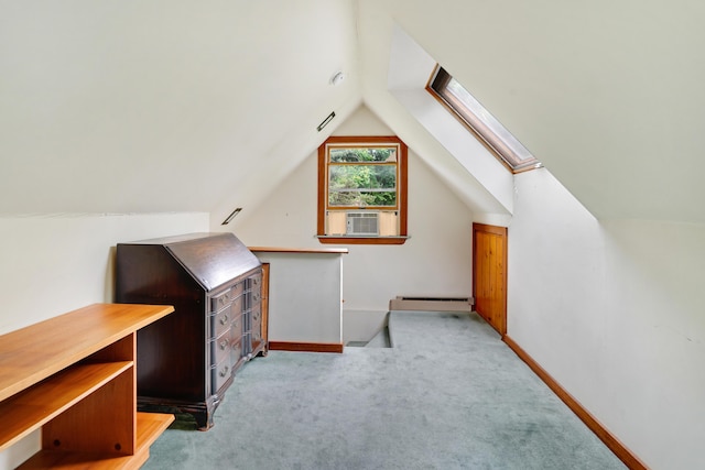 174 Middle Rd, Chilmark, MA 02535 - additional living space featuring baseboard heating, a skylight, lofted ceiling, carpet, and cooling unit