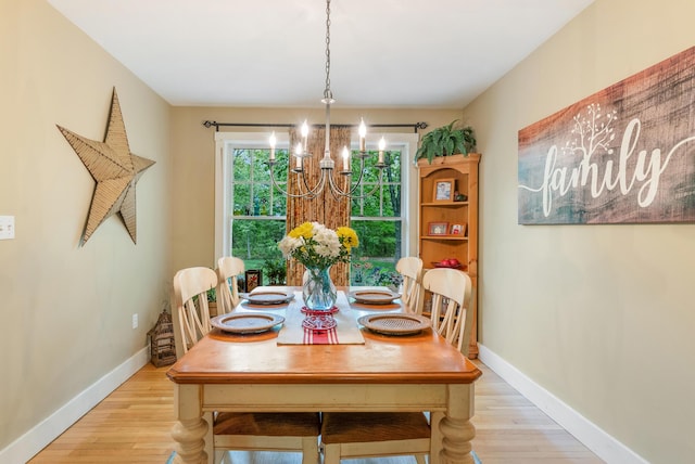 5 Bayes Hill Cir, Oak Bluffs, MA 02557 - dining space featuring a chandelier, light wood-style flooring, and baseboards