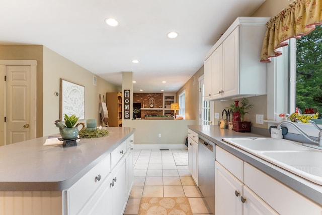 5 Bayes Hill Cir, Oak Bluffs, MA 02557 - kitchen featuring dishwasher, plenty of natural light, a sink, recessed lighting, and white cabinetry