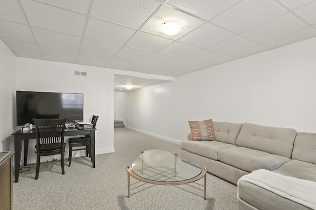 21 Grey Hawk Dr, Mashpee, MA 02649 - carpeted living room featuring baseboards and a drop ceiling