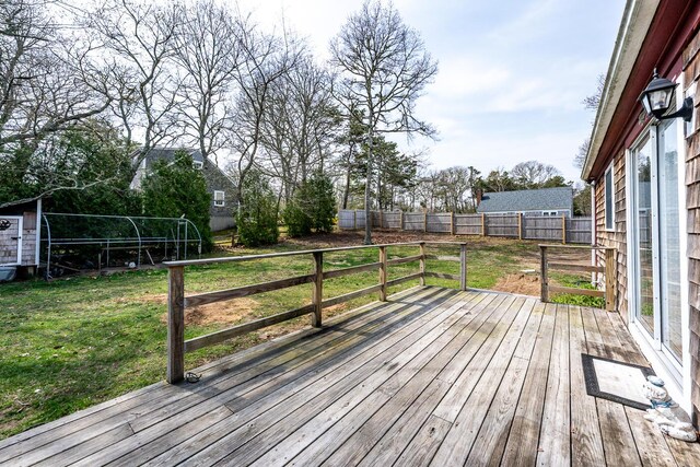 1 Stevens Way, Harwich, MA 02645 - wooden deck featuring a lawn and a fenced backyard