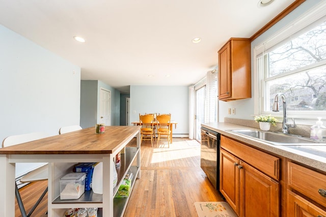 1 Stevens Way, Harwich, MA 02645 - kitchen with open shelves, a sink, wooden counters, dishwasher, and light wood finished floors