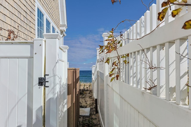 view of side of property featuring a water view