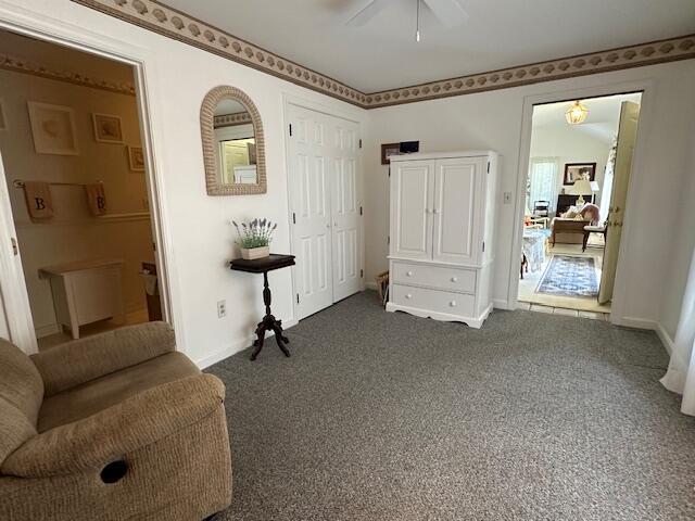 481 Buck Island Rd Unit 17Fa, West Yarmouth, MA 02673 - sitting room with ceiling fan and dark carpet