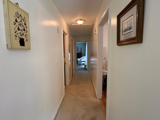 481 Buck Island Rd Unit 17Fa, West Yarmouth, MA 02673 - hall with attic access and light carpet