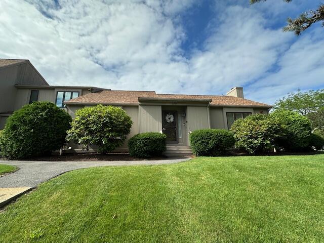 481 Buck Island Rd Unit 17Fa, West Yarmouth, MA 02673 - ranch-style home featuring a front lawn and a chimney