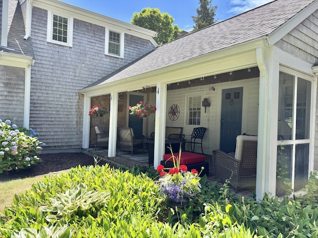 11 Willow Ln, South Yarmouth, MA 02664 - property entrance featuring roof with shingles