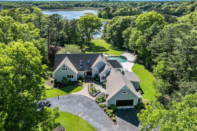 38 Beach Plum Hill Rd, Osterville, MA 02655 - aerial view of property and surrounding area with a large body of water and a heavily wooded area
