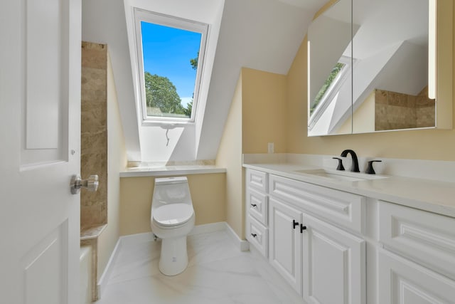 38 Beach Plum Hill Rd, Osterville, MA 02655 - bathroom featuring vanity, toilet, marble finish flooring, and baseboards