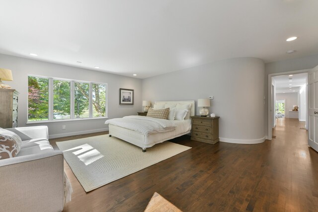 bedroom featuring dark hardwood / wood-style floors