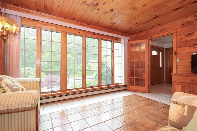 51 Manitoba Rd, Mashpee, MA 02649 - entryway featuring light tile patterned flooring, a baseboard heating unit, and wood walls