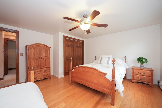 51 Manitoba Rd, Mashpee, MA 02649 - bedroom with light wood-style floors, a closet, and a ceiling fan