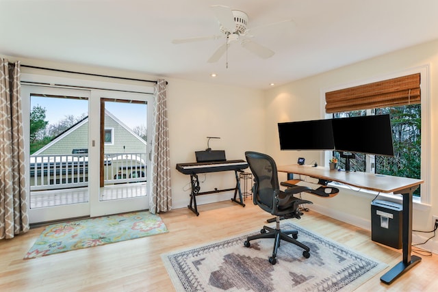 10 Westerly Dr, Bourne, MA 02532 - office with ceiling fan, wood finished floors, and recessed lighting