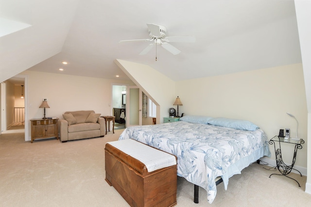 10 Westerly Dr, Bourne, MA 02532 - bedroom featuring light colored carpet, a ceiling fan, and recessed lighting