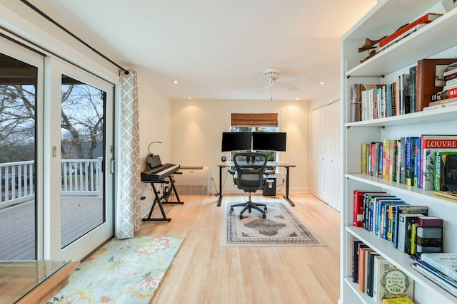 10 Westerly Dr, Bourne, MA 02532 - office space featuring a ceiling fan, wood finished floors, and recessed lighting