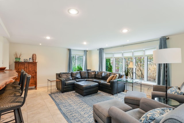 10 Westerly Dr, Bourne, MA 02532 - living room featuring baseboards, recessed lighting, and light tile patterned floors