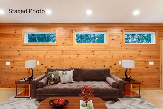 10 Westerly Dr, Bourne, MA 02532 - living area with wood walls and recessed lighting