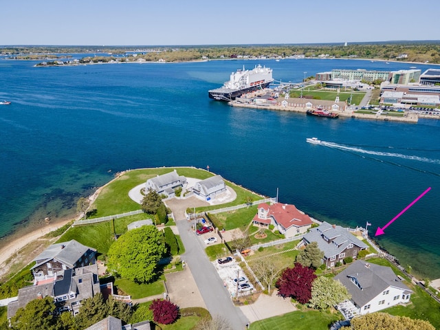 aerial view of a nearby body of water