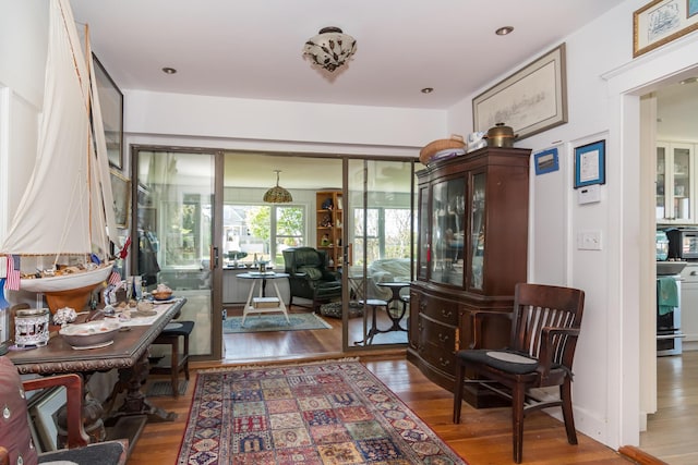 sitting room with wood finished floors