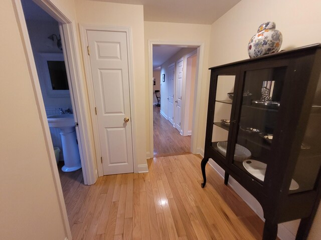 hall featuring light hardwood / wood-style floors