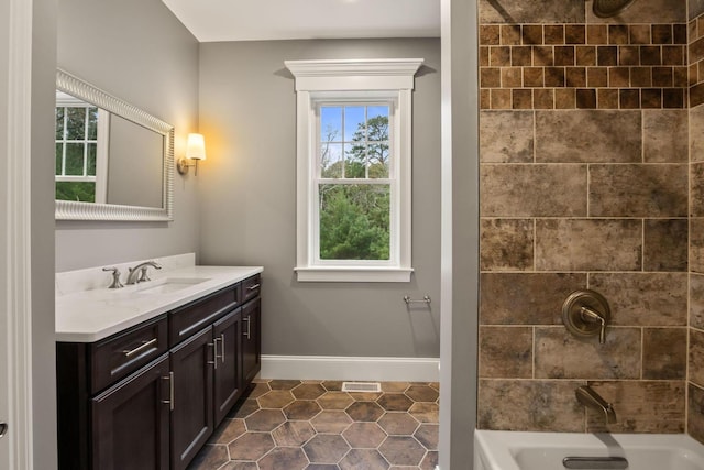 7 Nicklaus Way, Mashpee, MA 02649 - bathroom featuring vanity, baseboards, shower / washtub combination, and tile patterned flooring