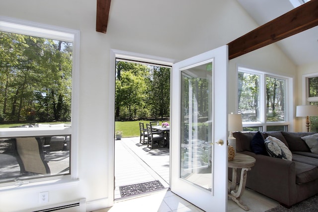 473 Thousand Oaks Dr, Brewster, MA 02631 - doorway featuring light tile patterned floors and a baseboard heating unit