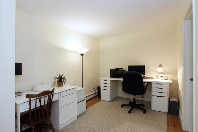 473 Thousand Oaks Dr, Brewster, MA 02631 - home office featuring a baseboard heating unit and light wood finished floors