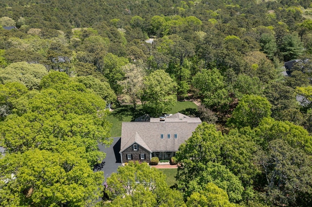 473 Thousand Oaks Dr, Brewster, MA 02631 - aerial view of property and surrounding area with a heavily wooded area