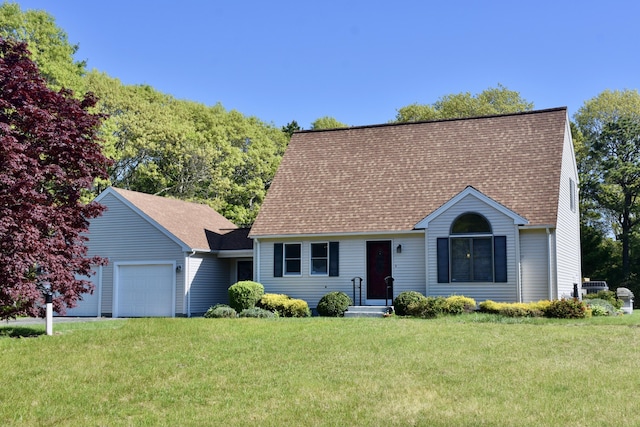 8 Great Rock Rd, Bourne, MA 02532 - view of front facade with an attached garage, a front yard, and roof with shingles