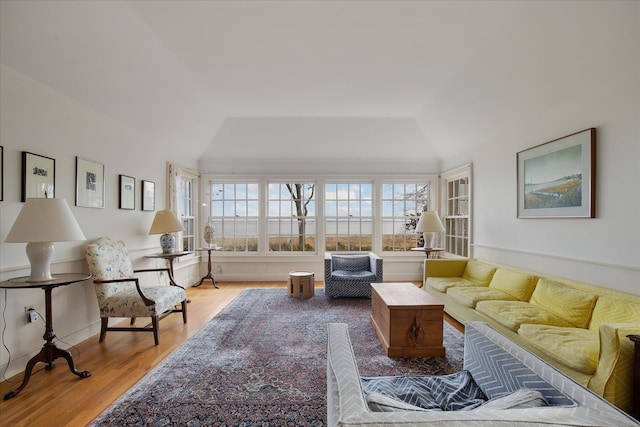 495 Chequessett Neck Rd, Wellfleet, MA 02667 - living room with vaulted ceiling and wood finished floors