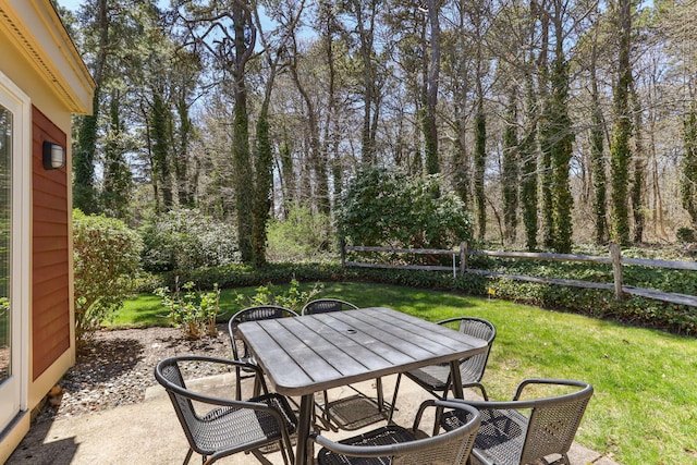 view of patio / terrace with outdoor dining space and fence private yard