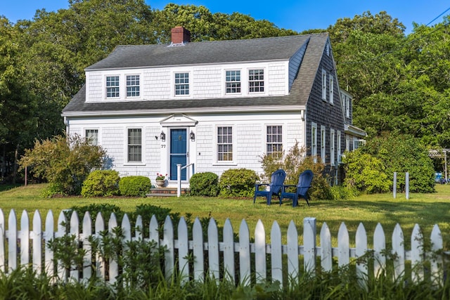 77 Pleasant Rd, West Harwich, MA 02671 - view of front of home with a shingled roof and a chimney
