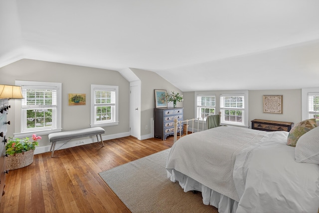 77 Pleasant Rd, West Harwich, MA 02671 - bedroom featuring lofted ceiling, hardwood / wood-style floors, and multiple windows