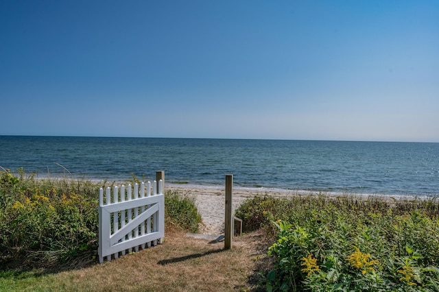 view of water feature featuring a beach view